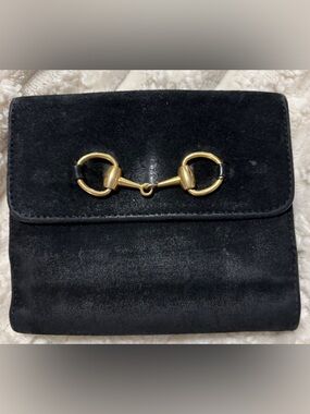 SOLD Vintage Gucci Black Suede Horsebit Wallet